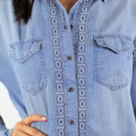 Eco Friendly Vintage Wash Denim Button Down - Picture 4 of 5